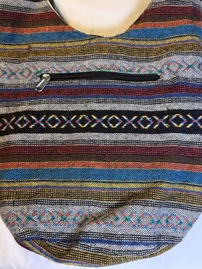 Boho Striped Multicolor Woven Crossbody Bag